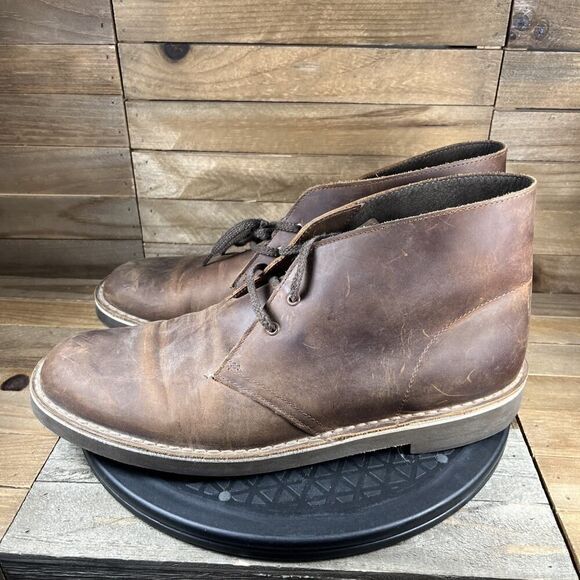 Clarks Men's Size 11 Bushacre 2 Chukka Boot Brown Leather Shoes Lace Up - Picture 3 of 10